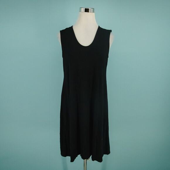 Eileen Fisher Size Small S Black System Scoop Sleeveless A Line Viscose Dress - Picture 1 of 6